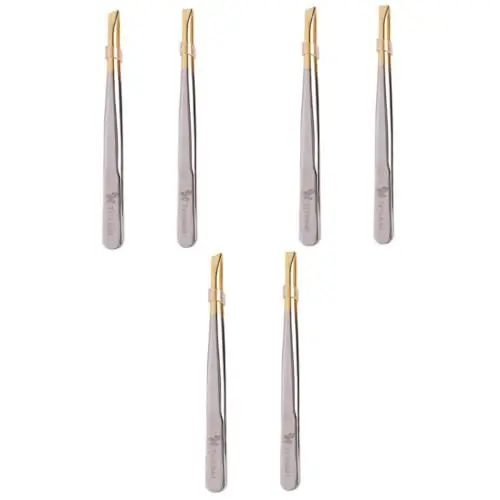 Produktbild: FOMIYES 3er-set Augenbrauen-pinzetten-set Edelstahl Flach Schräge Öffnung Für Make-up Schönheit Einfach Zu Verwenden Kompakte Reisegröße 2 Stück X 3