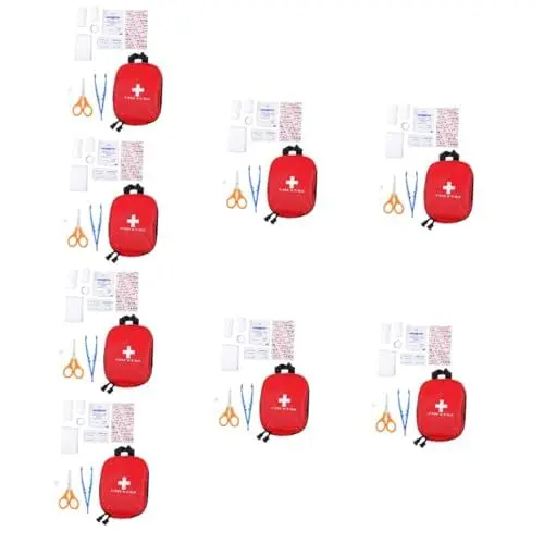 Produktbild: FOMIYES 8 Sätze Outdoor-Notfallset notfallpakete notfallkit Travel kit Tasche für Ersthelfer Aufbewahrungstasche Reise-Erste-Hilfe-Tasche tragbare Notfalltasche pp rot