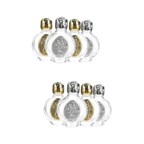 Produktbild: FOMIYES 8 Stk Geprägte Weihwasserflasche Taufschmuck Für Die Hochzeit Gönnerflasche Hochzeitsdekoration Weihwasserkrug Kruzifix Kreuz Anhänger Babygeschenke Container Reisen Glas Kreuzen