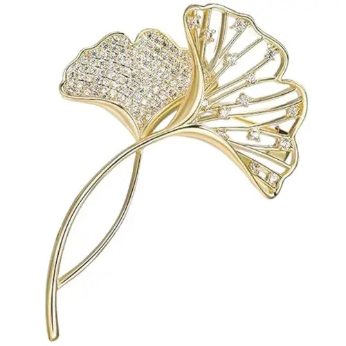 Produktbild: FOMIYES Blätter-anstecknadel Broschen Und Anstecknadeln Für Damen Blattnadel Ginkgo-brosche Blumenstrauß Broschennadeln Broschen Für Frauen Schmuck Fräulein Strasssteine Hochzeit