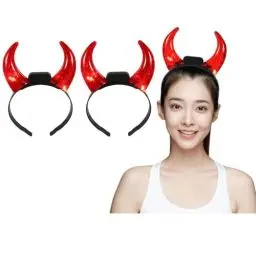 Produktbild: FOMIYES Halloween-Stirnband: LED-Stirnband mit Teufelshörnern – 2 leuchtende rote Horn-Stirnbänder für Männer und Frauen, Foto-Requisite, Geister-Kostüm- für Halloween Cosplay-Party