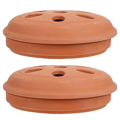 Produktbild: FOMIYES Mückenspulenhalter, Terrakotta, Mückenspirale und Räuchergefäß, tragbar, Duftspule mit Abdeckung für Außenbereich, Deck, Terrasse, Pool, Camping, Wandern und Angeln, 15 x 14,5 cm, 2 Stück