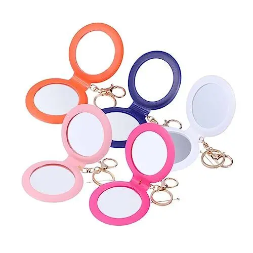 Produktbild: FOMIYES Schminkspiegel Kompaktspiegel Für Handtaschen Klappspiegel Doppelseitenspiegel Taschenspiegel Kleiner Spiegel Für Die Handtasche Haarball Schlüsselanhänger
