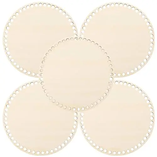 Produktbild: FOMIYES Taschenboden Holz 5 Stücke Holz Korb Böden Rund Kreis Blank Häkeln Strick Korb Holz Basis Former 20 cm Für Handwerk DIY Körbe Taschen Geldbörse Weben Zubehör Taschenboden Häkeln