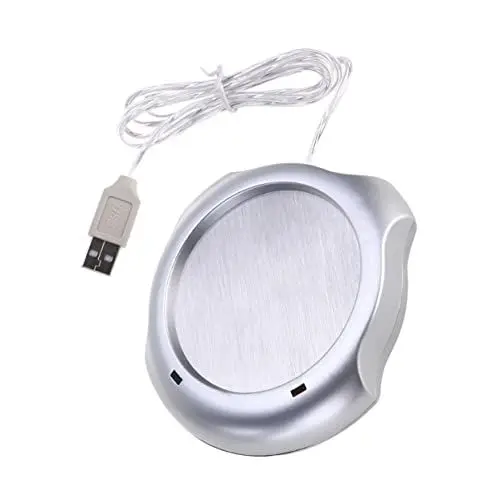 Produktbild: Artibetter Usb-Heizung Für Das Büro Kaffeetassen Usb-Tassenwärmer Intelligenter Schreibtisch Elektrische Kaffeetasse Büroheizung Untersetzer Wachsbecher Kerze Silbernes Teetablett