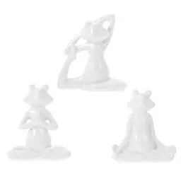 Produktbild: FOMIYES Yoga Frösche Deko Yoga Porzellan Set Keramik Zen Meditieren Skulptur Figurine Tier Sammeln Figuren Maskottchen für Hause Desktop Garten 3 Meditierende Frösche Yoga Frösche