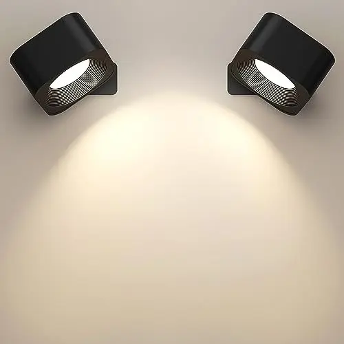 Produktbild: FOMYHEARD 2 Stücke Wandleuchte Innen, LED Wandlampe mit USB-Ladeanschluss 3 Farbmodi 3 Helligkeitsstufen, 360° Drehung Magnetisch Wandleuchte mit Dimmbar für Wohnzimmer Schlafzimmer Treppenhaus Flur…