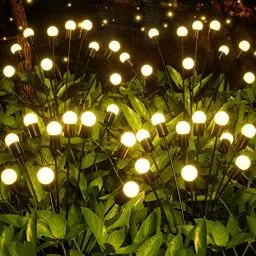 Produktbild: FOMYHEARD 4 Pack Firefly Solar Gartenlichter, Firefly Solar Pathway Lights, Solarleuchten für Außen Garten LEDs, Glühwürmchen Steckleuchte für Wege Rasenflächen Gartendeko Weihnachtsdeko