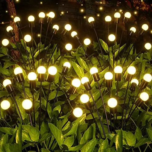 Produktbild: FOMYHEARD 4 Pack Firefly Solar Gartenlichter, Firefly Solar Pathway Lights, Solarleuchten für Außen Garten LEDs, Glühwürmchen Steckleuchte für Wege Rasenflächen Gartendeko Weihnachtsdeko