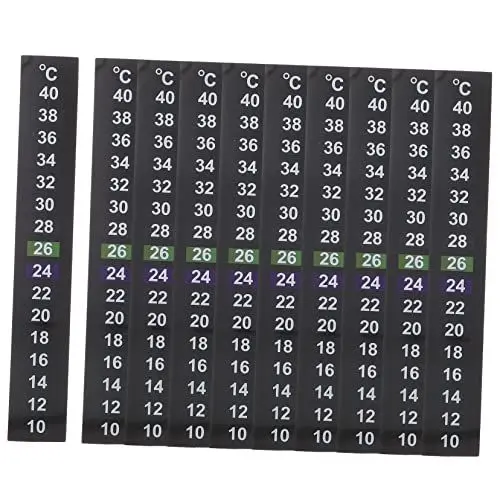 Produktbild: FONDOTIN 10 Stücke Temperatur Streifen Aufkleber Für Aquarium Klebestreifen Thermometer Codiert Design