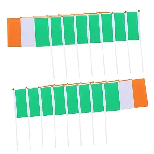 Produktbild: FONDOTIN 20stücke Mini-irland-fahne Handheld-flagge Party-sport-dekofahne Tragbar Verschleißfest Garten-veranstaltungen Nationalflagge Ireland-flagge Handflagge