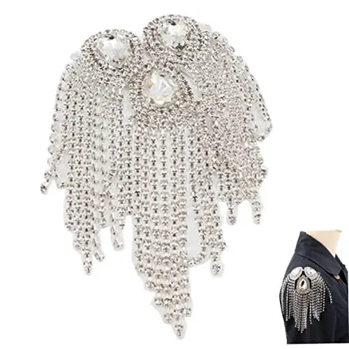 Produktbild: FONDOTIN Acryl Quasten Schulterabzeichen für Frauen Kristall Epauletten Mode Accessoire für Kostüme Boho Mittelalterliche Anlässe Elegantes Design für Besondere Ereignisse