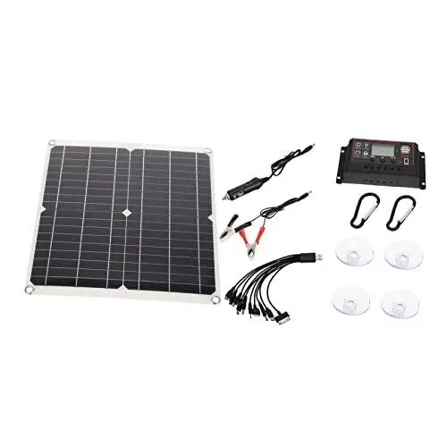 Produktbild: FONDOTIN Solarpanel Ladegerät 20W USB Solar Powerbank Für Outdoor Camping Notfall Und Reisen Tragbares Solarladegerät Mit Halterungen Wasserresistent