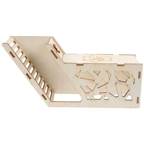 Produktbild: FONDOTIN Guinea Pig Hideout mit Rampe Holzhaus für Kleine Tiere Wie Hamster Meerschweinchen und Kaninchen Versteck und Lebensraum für Haustiere für Innenhaltung