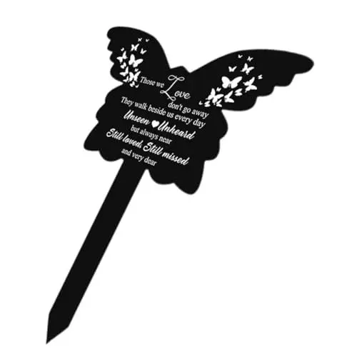 Produktbild: FONDOTIN Tomb gravestar Butterfly schmetterlingszucht Schmetterlinge buterfly Schmetterlingsgarten Friedhof Gartenschmuck Grabmal Outdoor- Hofpfahl Grabpfahl zur Dekoration Acryl Black