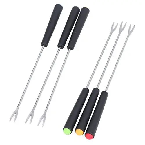 Produktbild: Fonduegabel-Set aus Edelstahl, Lange Gabeln mit Mehrfarbiger Oberseite, Leicht zu Halten für Kuchen, Schokolade, Käse, Fondue-Materialien