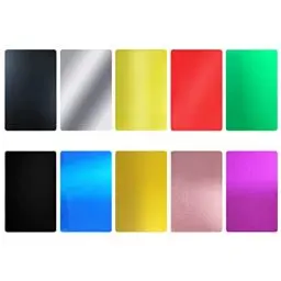 Produktbild: FONLAND 100 Stücke Metall Visitenkarten Blank Laser Gravierte Aluminiumlegierung Dicke Für House Office DIY Geschenkkarten, 10 Farben (10 Farben)