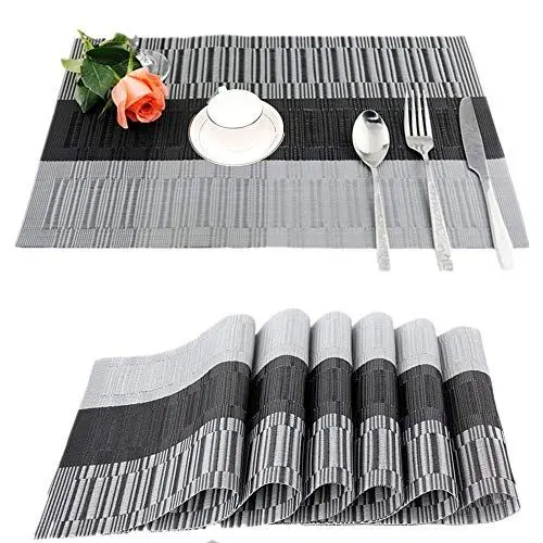 Produktbild: Fontic 6er Set Platzsets 30x45cm Platzdeckchen Rutschfest Abwaschbar Tischmatten PVC Abgrifffeste Hitzebeständig Tischsets, Platz-Matten für küche