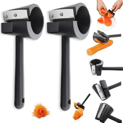 Produktbild: Fonyiunce 2 Stück Spiralschneider Gemüse, Edelstahl Karotten Schneider, Gemüsespiralschneider Hand Slicer, Gekräuselte Blumen Zucchini Spaghetti Schneider, für Karotte Gurke Küchenschneider