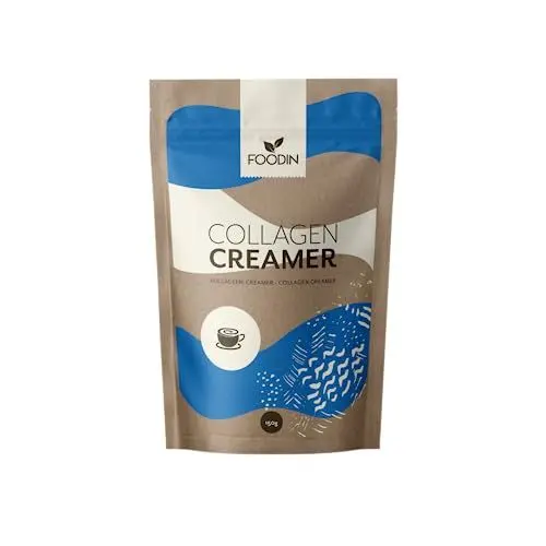 Produktbild: FOODIN Collagen Creamer Hydrolysat mit MCT (aus Kokosnussöl) 150g - 100% Collagen von Grasgefütterten Rindern, Ideal für Kaffee Creamer gut für Haut, Haare, Nägel & Bindegewebe- Vanille Geschmack