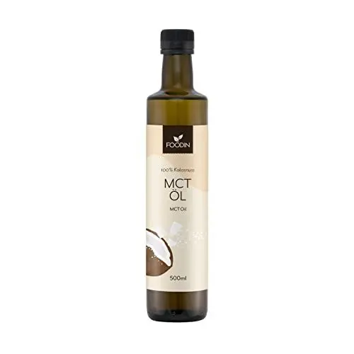 Produktbild: FOODIN MCT Öl aus 100% Kokosöl, Mittelkettige Triglyceride (MCT) Oil, Hergestellt aus produzierter Kokosnuss, 100% glutenfrei und vegan, 500 ml, Ideal für Ketogene Ernährung