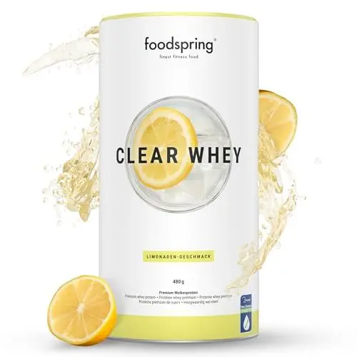 Produktbild: foodspring Clear Whey, Lemonade, 480g, Leichter und erfrischender Protein-Shake mit hochwertigem Whey-Isolat