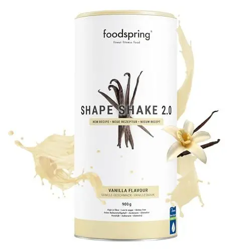 Produktbild: foodspring Shape Shake 2.0 Vanille – Vollwertiger Mahlzeitenersatz-Shake zur Gewichtskontrolle mit Premium Protein, 209 kcal pro Portion, Glutenfrei - 900g
