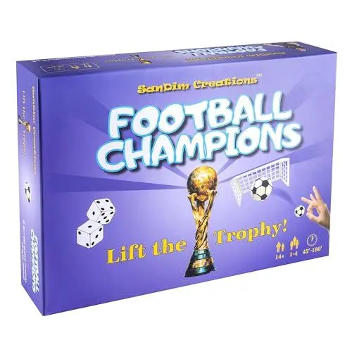 Produktbild: Football Champions sportbrettspiel – Fußballgeschenke für Fußballfans - Familien-Brettspiele für Kinder und Erwachsene – Fussball-Strategie-Sport-Trivia-Brettspiel, 1–4 Spieler von Sandim Creations