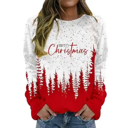 Produktbild: Football Christmas Jumpers Damen Blusen Kleidung Damen Blusen Langarmshirt Damen Warm Winter Pullover Damen Warm Schöne Blusen Damen Elegant Festival Clothes for Women