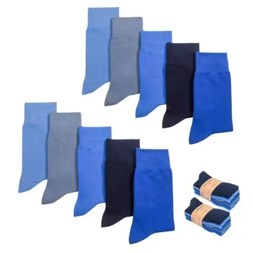 Produktbild: FOOTNOTE 10 Paar Hochwertige Socken Damen Baumwollsocken Socks Business, 35-38, Blautöne
