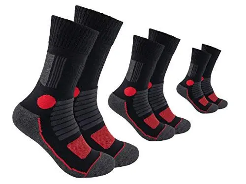 Produktbild: FOOTNOTE 3 Paar I Gepolsterte Wandersocken Arbeitssocken Sportsocken für Herren Damen Ohne Gummibund, Schwarz, 39-42