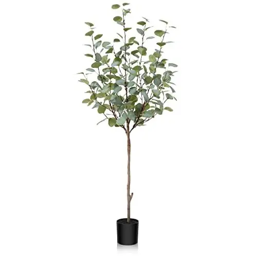 Produktbild: Fopamtri Künstliche Eukalyptus 120 cm Künstliche Pflanze Eukalyptus Deko für Drinnen Draußen Modern Decor Kunstpflanzen Plastikpflanzen im Topf für Home Schlafzimmer Büro Garten (1 Stück)