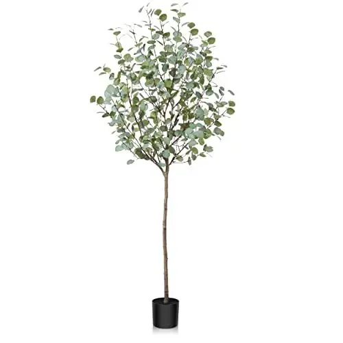 Produktbild: Fopamtri Künstliche Eukalyptus 180 cm Künstliche Pflanze Eukalyptus Deko für Drinnen Draußen Modern Decor Kunstpflanzen Plastikpflanzen im Topf für Home Schlafzimmer Büro Garten (1 Stück)