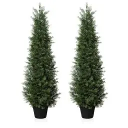 Produktbild: Fopamtri Kunstpflanze Zeder Künstlich 120 cm Künstliche Pflanzen im Topf, Konifere Künstlich Outdoor UV Geschützt für Haus Wohnzimmer Garten VerandaDekoration (2 Stück)