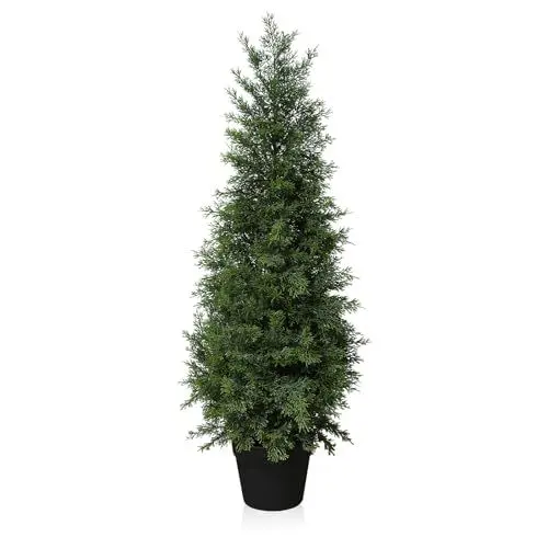 Produktbild: Fopamtri Kunstpflanze Zeder Künstlich 90 cm Künstliche Pflanzen im Topf, Konifere Künstlich Outdoor UV Geschützt für Haus Wohnzimmer Garten VerandaDekoration (1 Stück)