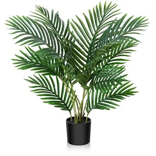 Produktbild: Fopamtri Kunstpflanzen Groß Areca Kunstpalme 60 cm im Topf Künstliche Pflanze Tropical Hawaii Grün Fake Plant für Schlafzimmer Büro Garten Hochzeit Party Deco (1 Stück)