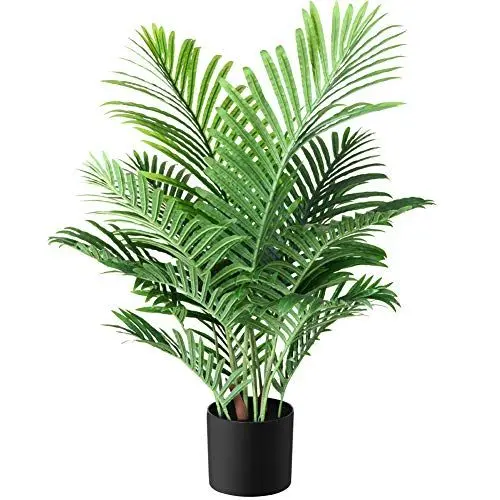 Produktbild: Fopamtri Kunstpflanzen Groß Areca Kunstpalme 90 cm im Topf Künstliche Pflanze Tropical Hawaii Grün Fake Plant für Schlafzimmer Büro Garten Hochzeit Party Deco (1 Stück)