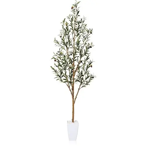 Produktbild: Fopamtri Olivenbaum Künstlich 180 cm Kunstpflanzen Groß Kunstbaum Grün Fake Kunstpflanze mit Früchten im Topf für Indoor Outdoor Home Schlafzimmer Büro Garten Dekoration (1 Pack)