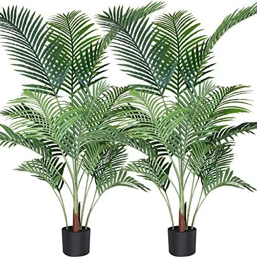 Produktbild: Fopamtri künstliche Areca Palme 140 cm künstliche Palme, 15 Zweige, für den Innen- und Außenbereich Moderne Dekoration Faux Pflanze Topffamilie Einweihungsgeschenk (2 Stück)