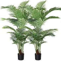 Produktbild: Fopamtri künstliche Areca Palme 160 cm künstliche Palme, 17 Zweige, für den Innen- und Außenbereich Moderne Dekoration Faux Pflanze Topffamilie Einweihungsgeschenk (2 Stück)