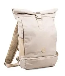 Produktbild: for you Rolltop Rucksack beige 15-21L - Nachhaltig & Wasserabweisend - Damen & Herren – Mit Laptopfach für Schule & Uni, Schuhe, Business Fitness, Handgepäck - mit Rückenpolster - Daypack 40,5cm