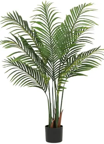 Produktbild: FORABAMB Künstliche Palme groß 120 cm, Kunstpflanzen, Kunstpalme im Topf, Plastik Palme mit 9 abnehmbaren Blättern, Deko für Wohnzimmer, Schlafzimmer, Büro, Perfektes Einweihungsgeschenk