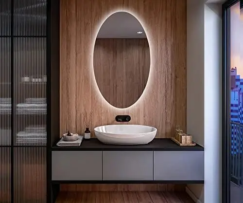 Produktbild: FORAM Badspiegel 60x120 cm mit LED Beleuchtung - Individuell Nach Maß - Beleuchtet Wandspiegel Lichtspiegel Badezimmerspiegel - LED Farbe und Touch Schalter - T109