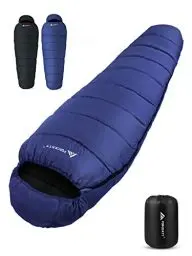 Produktbild: Forceatt Schlafsack Winter, -7 ℃ Bis 20 ℃ (1,8kg~2,4kg/210 X 80 CM) Mumienschlafsack Leichtes 4 Jahreszeiten, Wasserabweisend Schlafsack Kleines Packmaß Für Rucksackreisen,Camping, Wandern und Reisen.