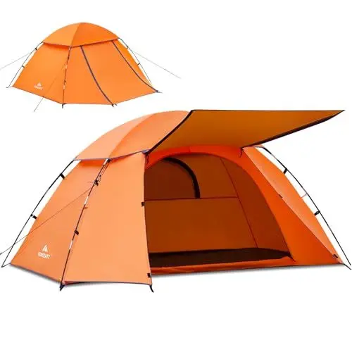 Produktbild: Forceatt Zelt 1-2 Personen Ultraleichte Wasserdicht PU3000mm Camping Zelt Kleine Packungsgröße Zelt für Outdoor Camping (Orange)