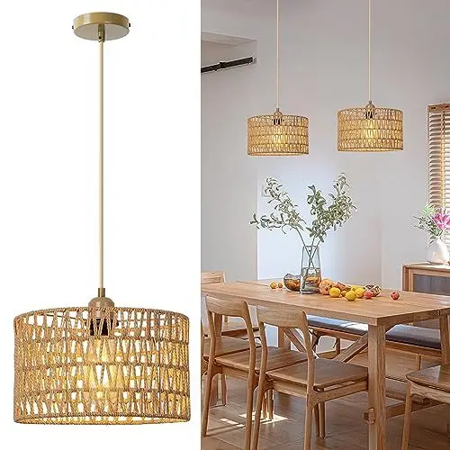 Produktbild: FORCOSO Pendelleuchte Esstisch, Boho Style Rattan Hängelampe Ø29cm, Esstischlampe Esszimmerlampe Hängeleuchte, E27 Deckenlampe Lampe Hängend für Wohnzimmer Schlafzimmer Esszimmer Esstisch Küche