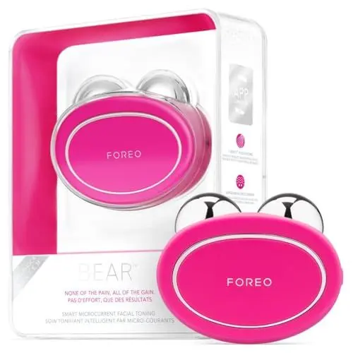 Produktbild: FOREO BEAR Smartes Mikrostrom-Facelifting-Gerät - Gesichtsmassagegerät - Gesicht & Jawline Trainer - Gesichtsmassage - Gesichtsroller - Sicher Facelifting - Anti-Aging - Fuchsia, 1 Stück (1er Pack)