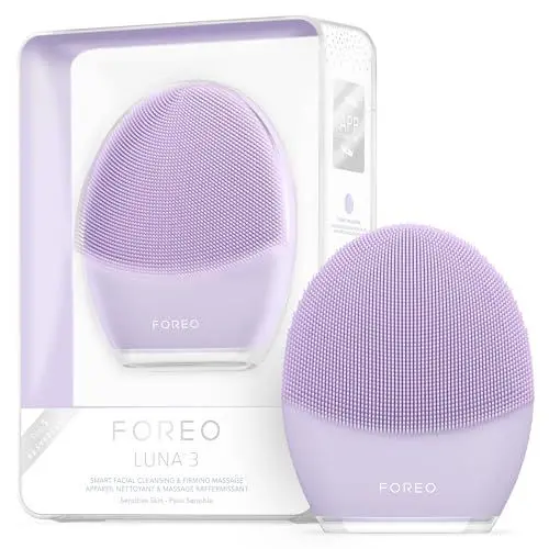 Produktbild: FOREO LUNA 3 Empfindliche Haut - Gesichtsreinigungsbürste - Straffendes Gesichtsmassagegerät - Hygienische Gesichtspflege - Reisefreundliches Gesichtspeeling - Silikonbürste - App-verbunden