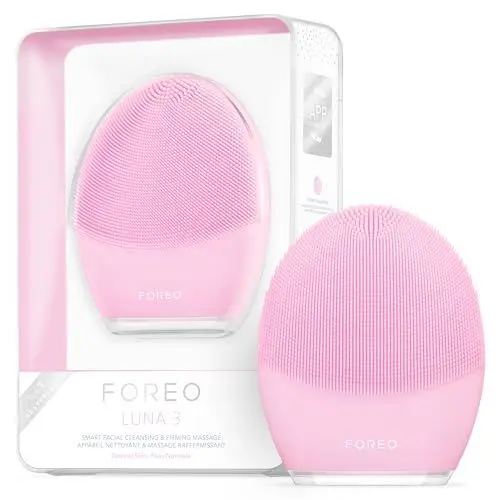 Produktbild: FOREO LUNA 3 Normal Haut - Gesichtsreinigungsbürste - Straffendes Gesichtsmassagegerät - Hygienische Gesichtspflege - Reisefreundliches Gesichtspeeling - Silikonbürste - App-verbunden