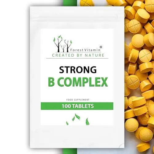 Produktbild: Forest Vitamin - Strong B Complex - Tabletten - Eine ungewöhnliche Kombination der Vitamine B1, B2, B3, B5, B6, B12, Folsäure und Biotin - Vitamine und Mineralstoffe (100)